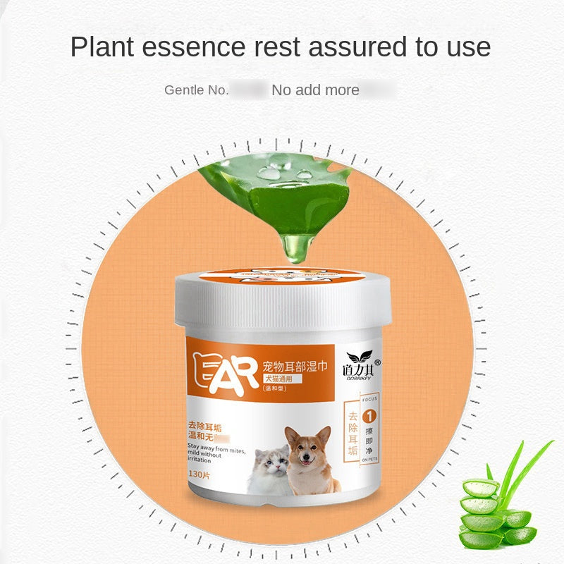 Pet Wet Wipes 130 Sheets/Box for Dogs and Cats, Universal Cat Eye Wipes and Dog Ear Cleaning Pet Supplies