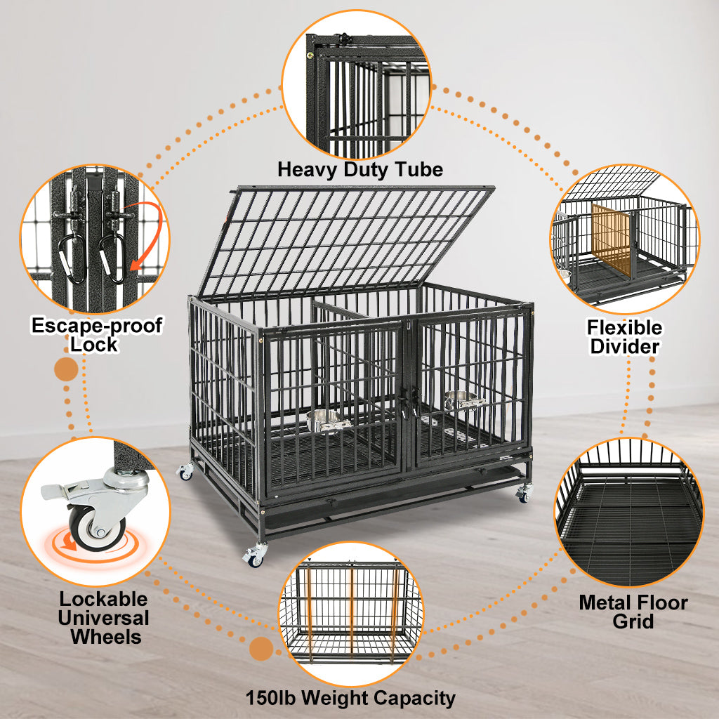 42" Stackable Dog Crate with Divider 43T (Standard Height)