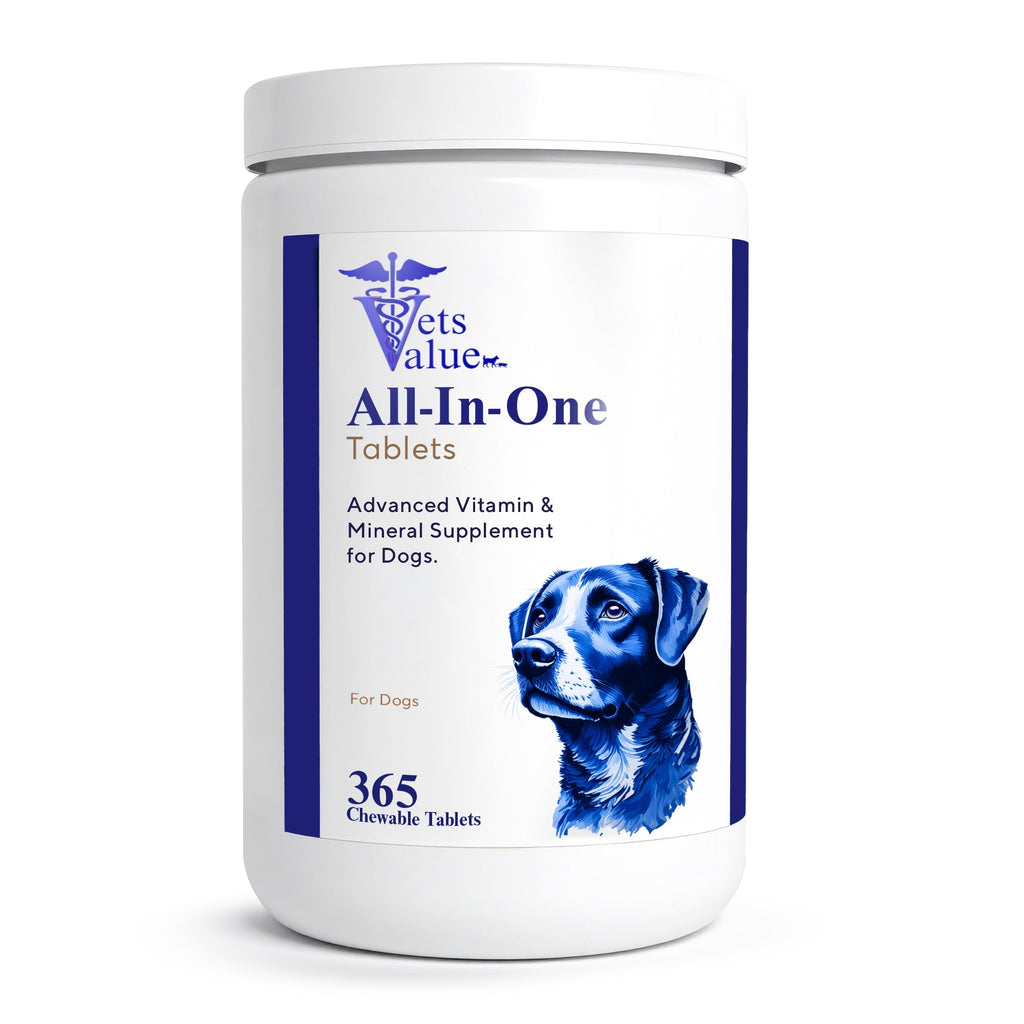 Vets Value All-in-One Dog Vitamins – 365 Chewable Tablets – Advanced Multivitamin & Mineral Supplement for Dogs – Supports Joints, Immunity, Skin & Coat – Daily Wellness for All Breeds