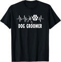 Heartbeat Dog Groomer Pet Grooming Puppy Care Paw Men Women T-Shirt