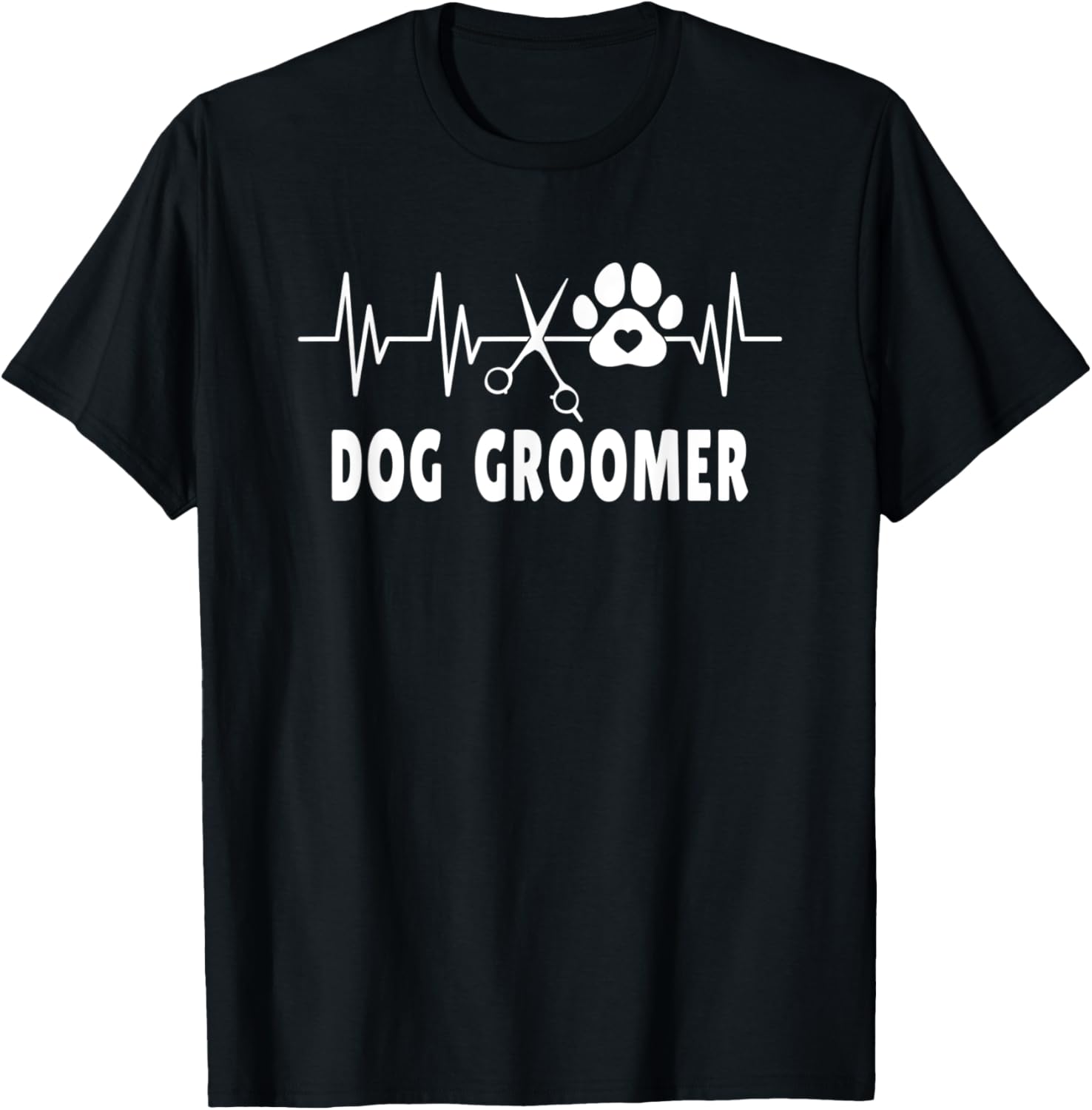 Heartbeat Dog Groomer Pet Grooming Puppy Care Paw Men Women T-Shirt