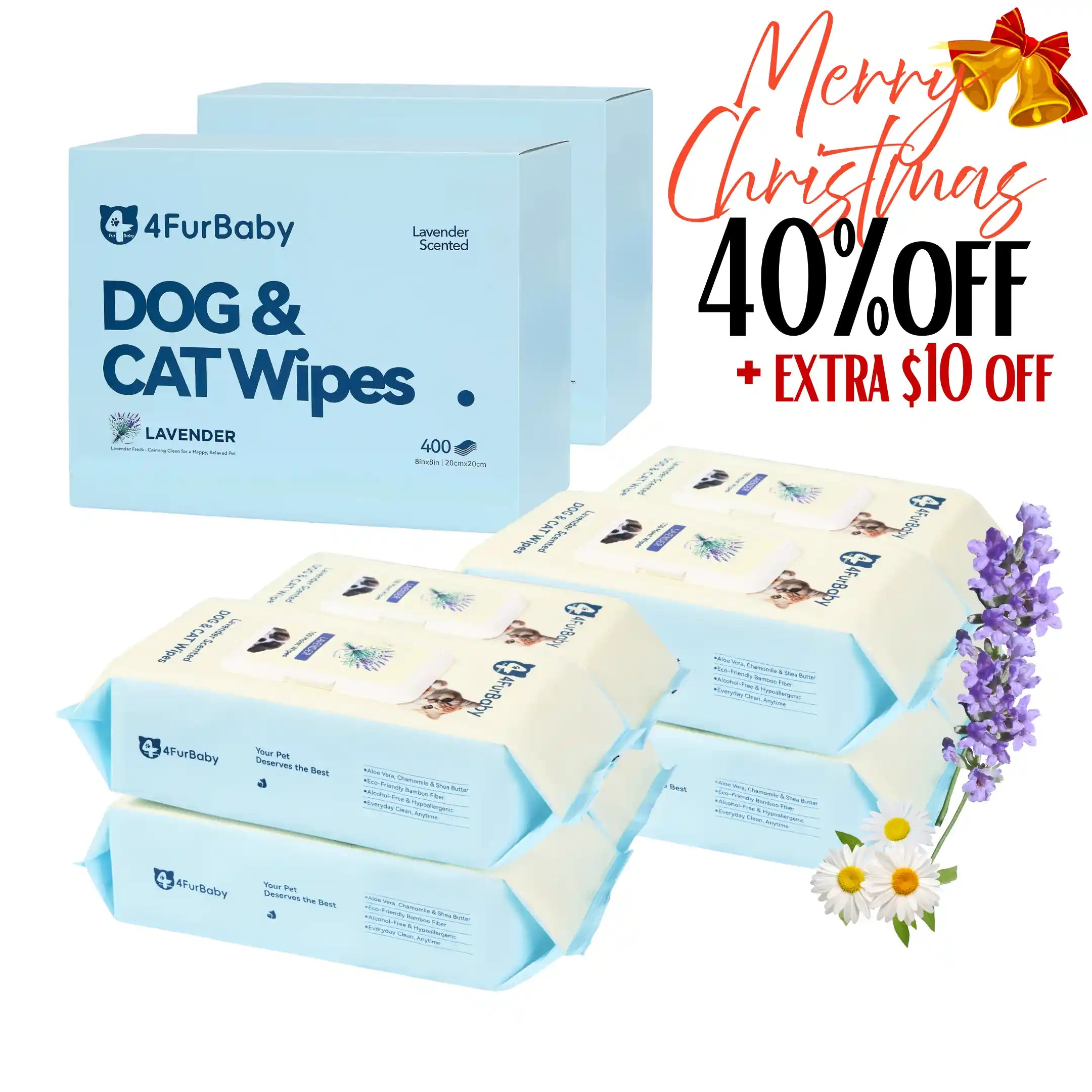 Plant-Based Pet Wipes for Dogs & Cats – Hypoallergenic, Gentle, Cleaning & Hydrating for Paws, Body & Butt – Daily Grooming Use – 400 Count