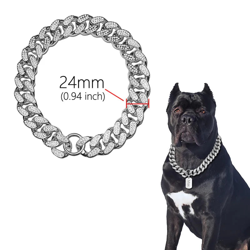 Cuban Link Dog Chain Collar – Sparkle Necklace for Stylish Pets