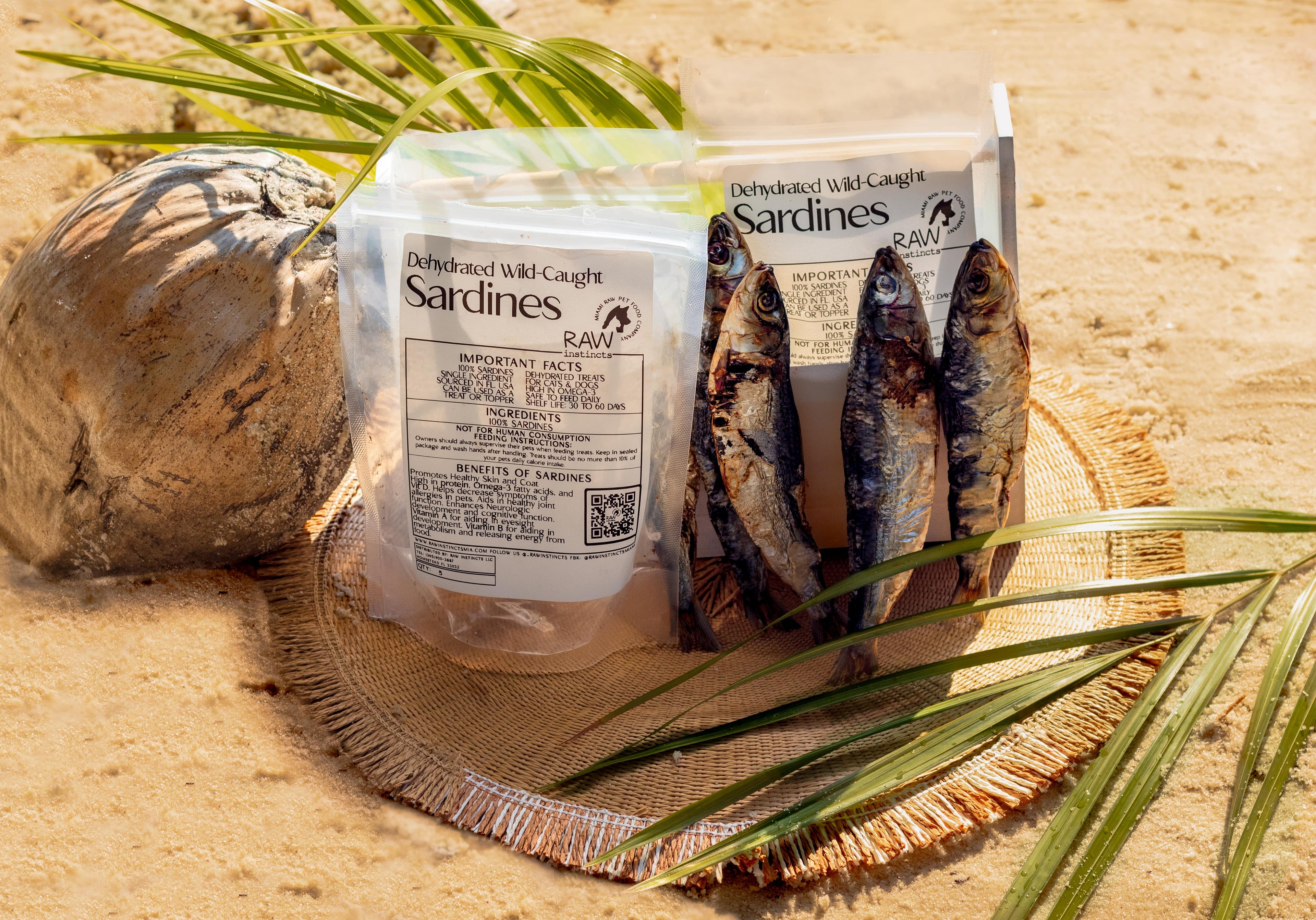 Dehydrated Wild-Caught Sardines for Cats & Dogs — 100% Single Ingredient | Raw Instincts Florida | Qty: 5 Fish