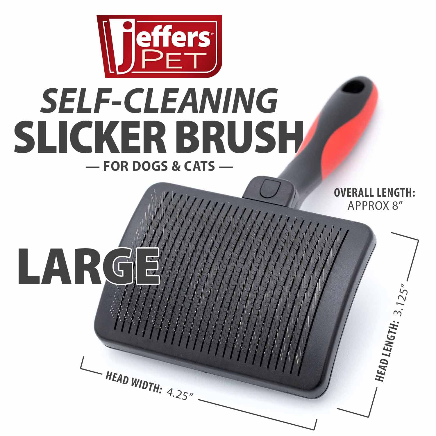 Jeffers Self-Cleaning Slicker Pet Grooming Brush