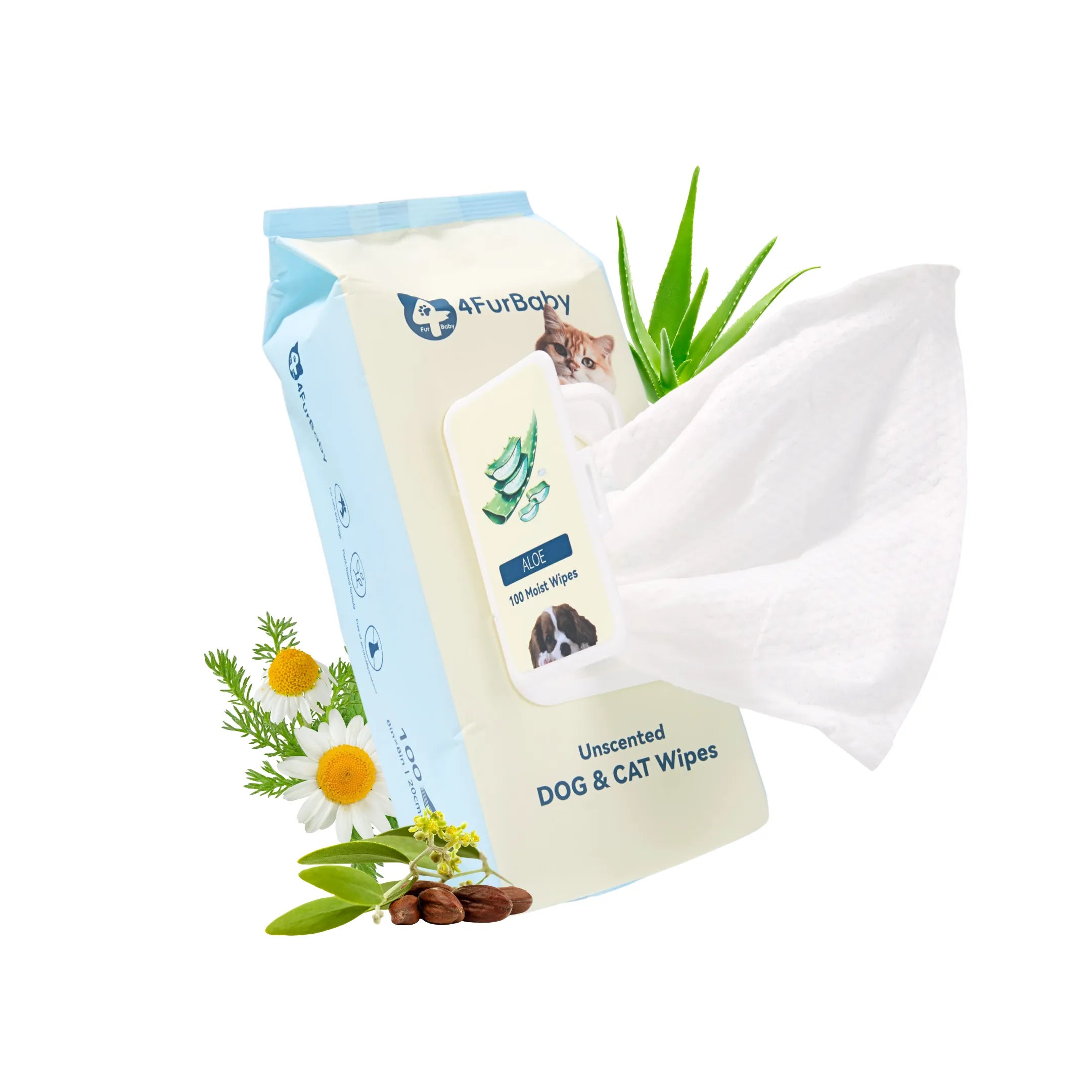 Plant-Based Pet Wipes for Dogs & Cats – Hypoallergenic, Gentle, Cleaning & Hydrating for Paws, Body & Butt – Daily Grooming Use – 400 Count